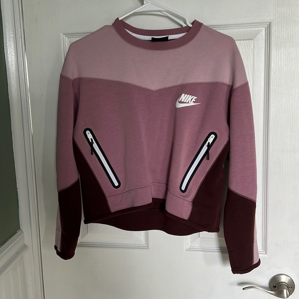 Nike purple color block cropped sweatshirt size S